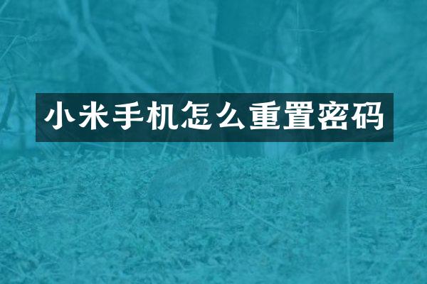 小米手机怎么重置密码