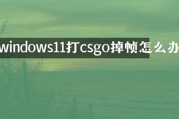 windows11打csgo掉帧怎么办