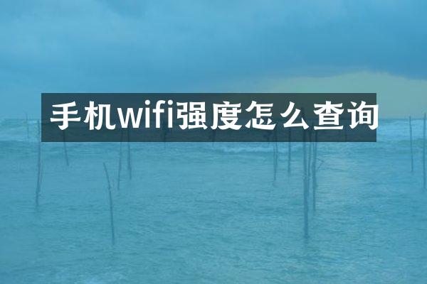 手机wifi强度怎么查询