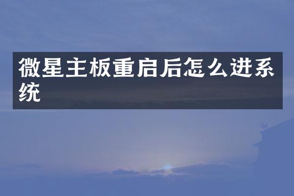 微星主板重启后怎么进系统