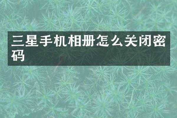 三星手机相册怎么关闭密码
