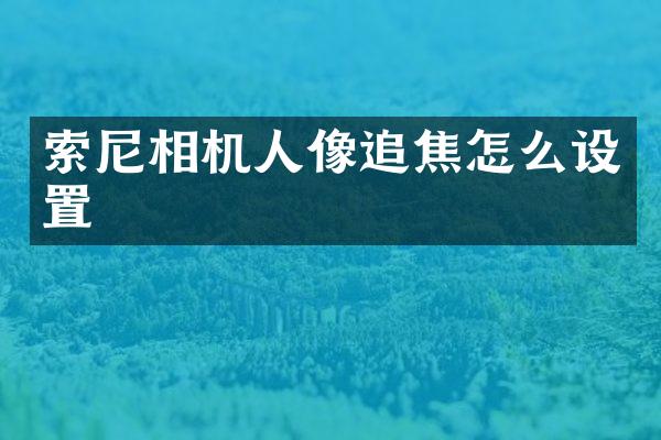 相机人像追焦怎么设置
