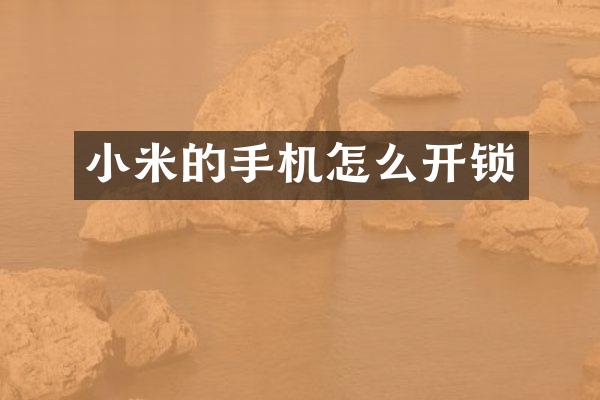 小米的手机怎么开锁