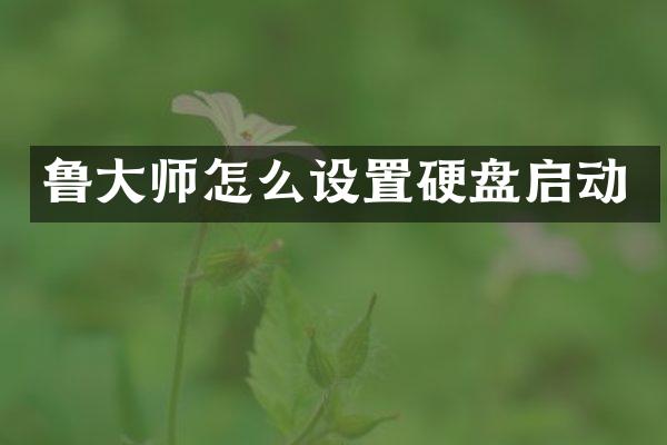 鲁大师怎么设置硬盘启动