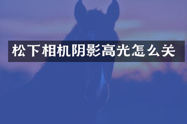 相机阴影高光怎么关