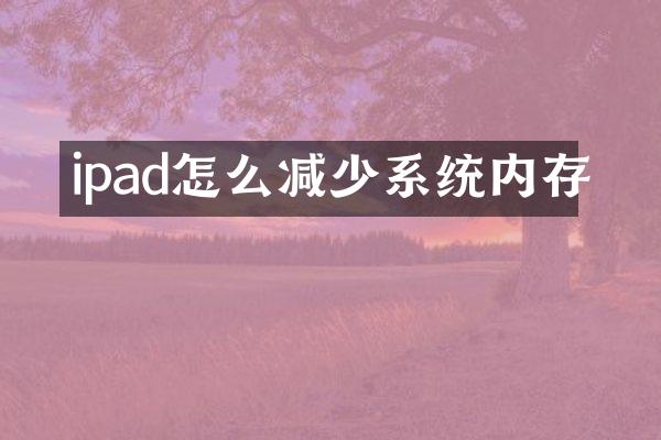 ipad怎么减少系统内存