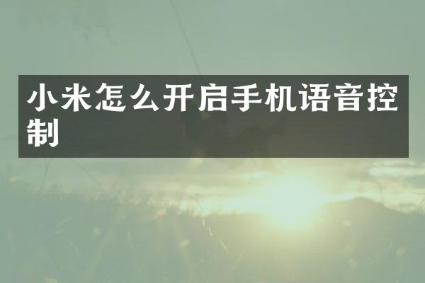 小米怎么开启手机语音控制