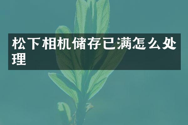 相机储存已满怎么处理