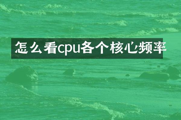怎么看cpu各个核心频率