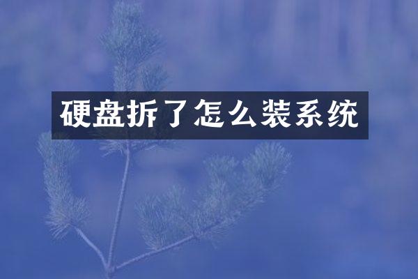 硬盘拆了怎么装系统