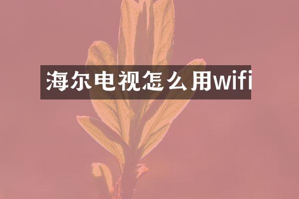 海尔电视怎么用wifi