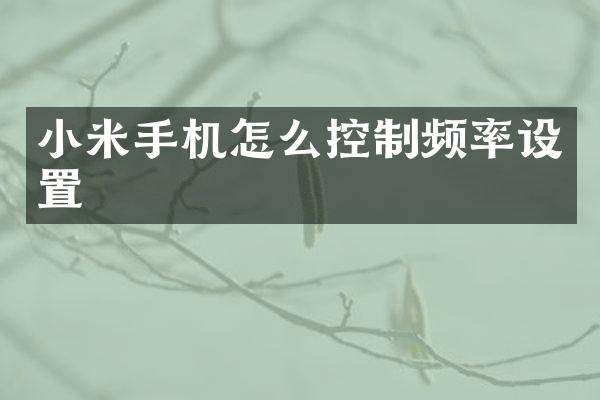 小米手机怎么控制频率设置