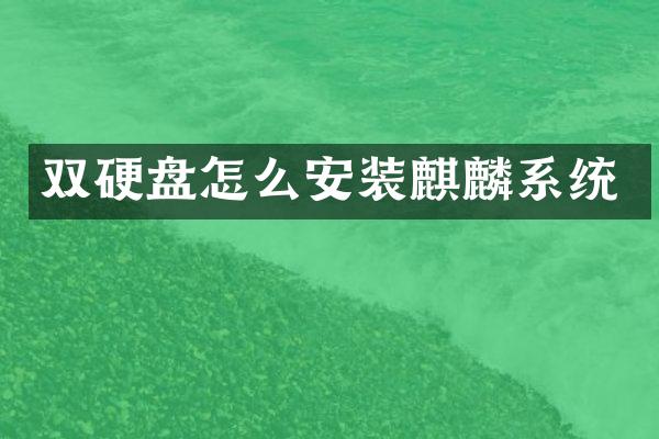 双硬盘怎么安装麒麟系统