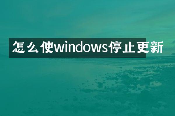 怎么使windows停止更新