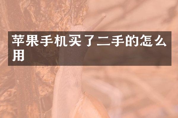 苹果手机买了二手的怎么用