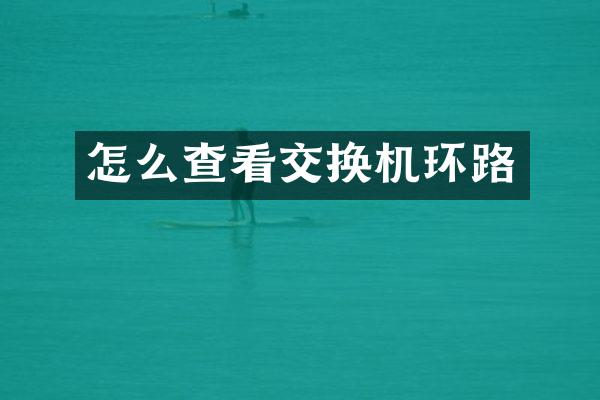 怎么查看交换机环路