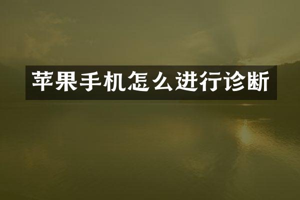 苹果手机怎么进行诊断