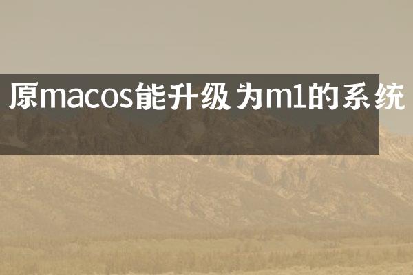 原macos能升级为m1的系统吗