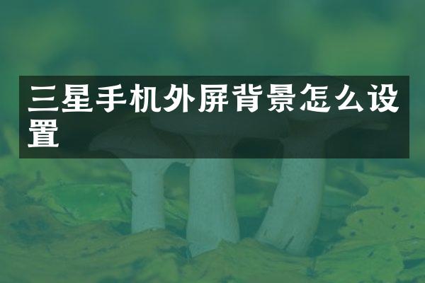 三星手机外屏背景怎么设置