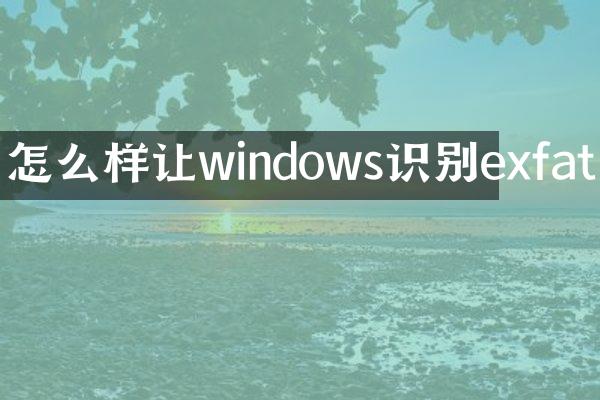 怎么样让windows识别exfat