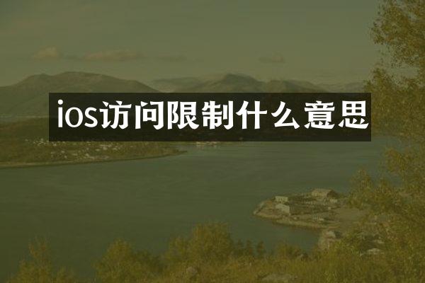 ios访问限制什么意思