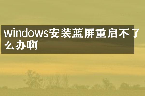 windows安装蓝屏重启不了怎么办啊