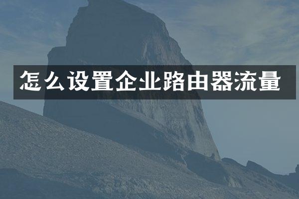 怎么设置企业路由器流量