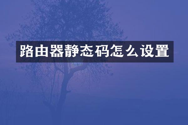 路由器静态码怎么设置