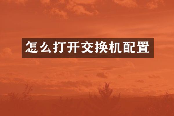 怎么打开交换机配置