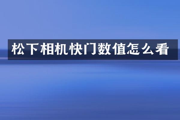 相机快门数值怎么看