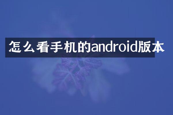 怎么看手机的android版本