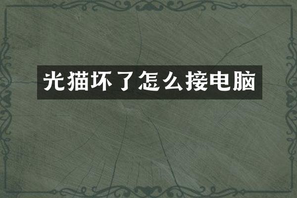 光猫坏了怎么接电脑