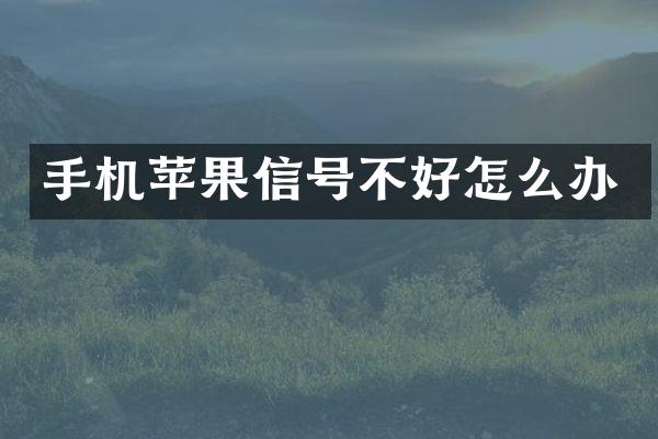 手机苹果信号不好怎么办