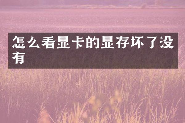 怎么看显卡的显存坏了没有