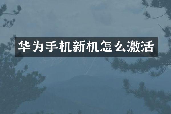 华为手机新机怎么激活