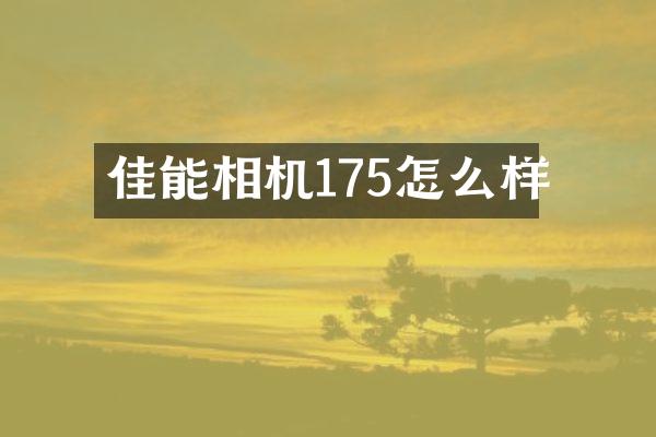 佳能相机175怎么样