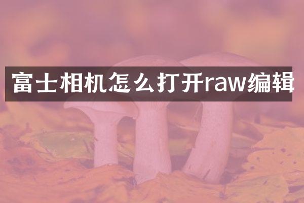 富士相机怎么打开raw编辑