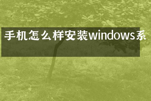 手机怎么样安装windows系统