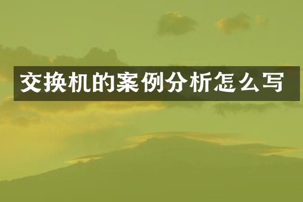交换机的案例分析怎么写