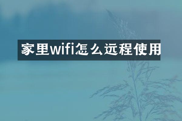 家里wifi怎么远程使用