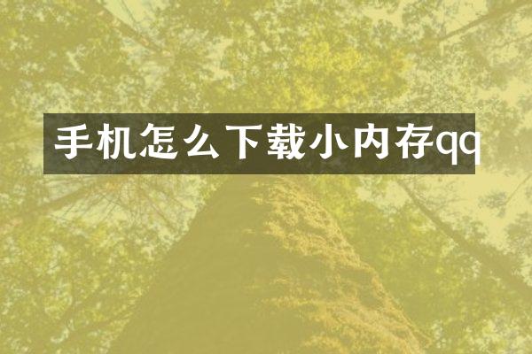 手机怎么下载小内存qq