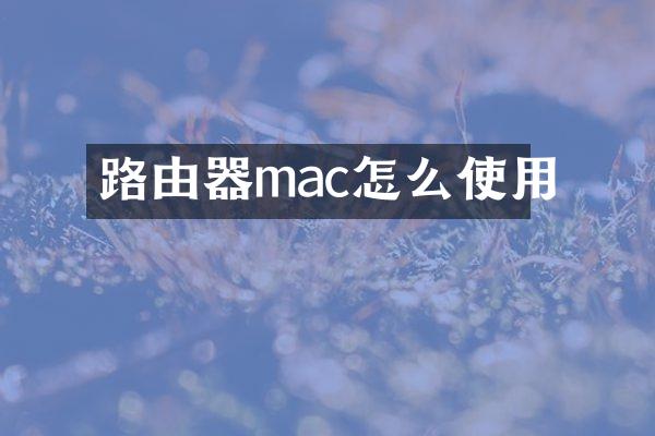 路由器mac怎么使用