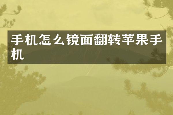 手机怎么镜面翻转苹果手机