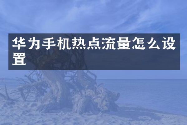 华为手机热点流量怎么设置