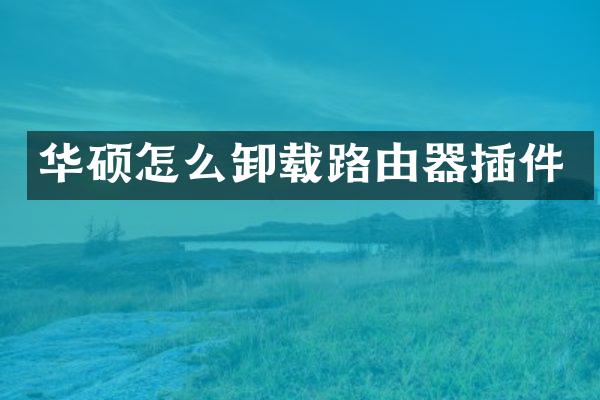 华硕怎么卸载路由器插件