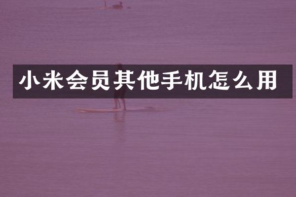 小米会员其他手机怎么用
