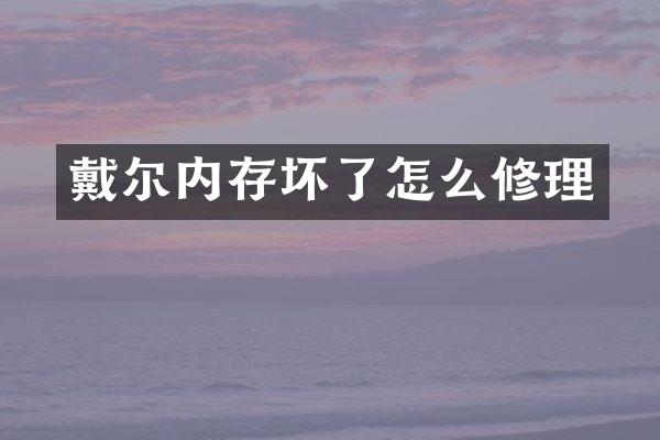 戴尔内存坏了怎么修理
