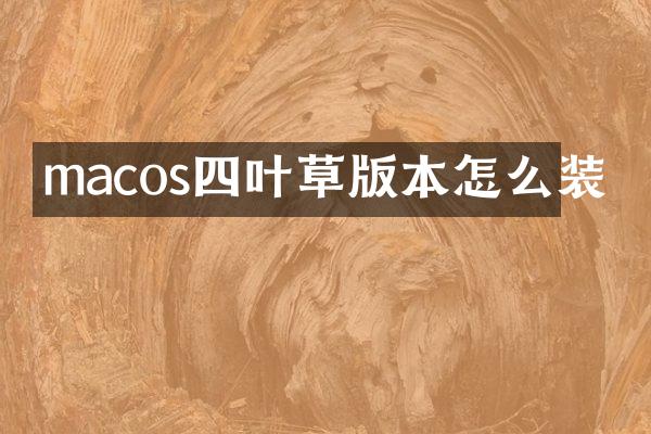 macos四叶草版本怎么装