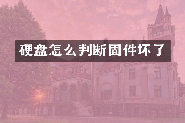 硬盘怎么判断固件坏了