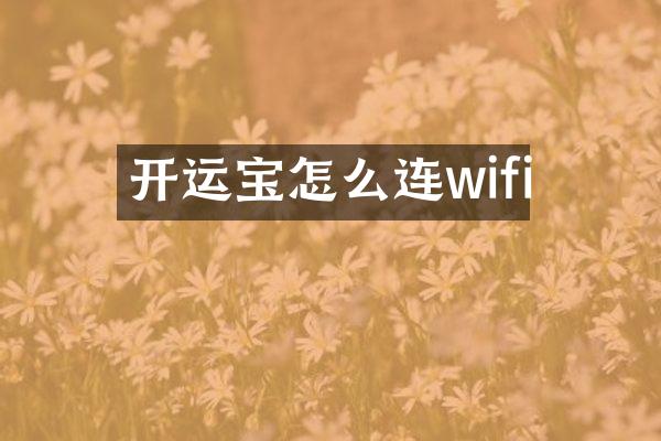 开运宝怎么连wifi